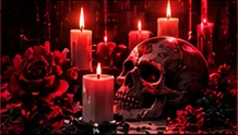 Candles and calavera artwork